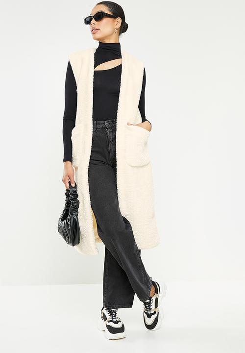 Missguided - Midaxi faux fur gilet - stone
