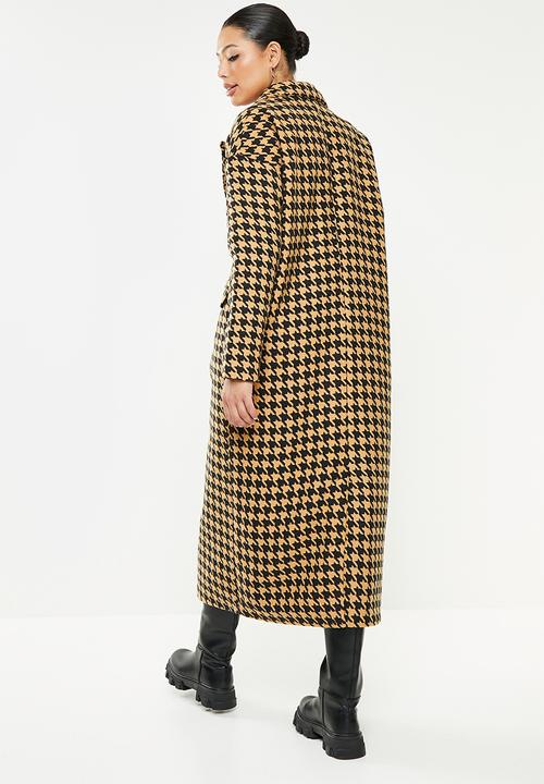 Missguided - Houndstooth longline formal - brown