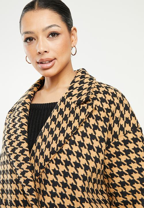 Missguided - Houndstooth longline formal - brown