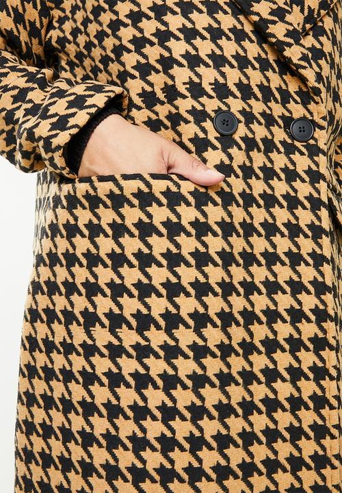 Missguided - Houndstooth longline formal - brown