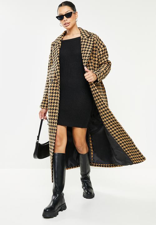 Missguided - Houndstooth longline formal - brown
