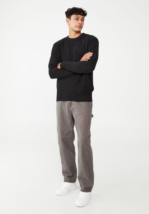Cotton On - Crew knit - textured charcoal
