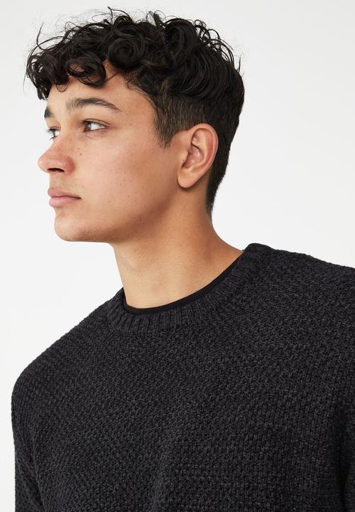 Cotton On - Crew knit - textured charcoal