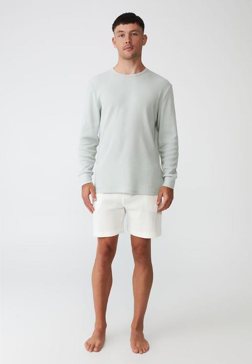 Cotton On - Textured long sleeve T-shirt - ice mint waffle