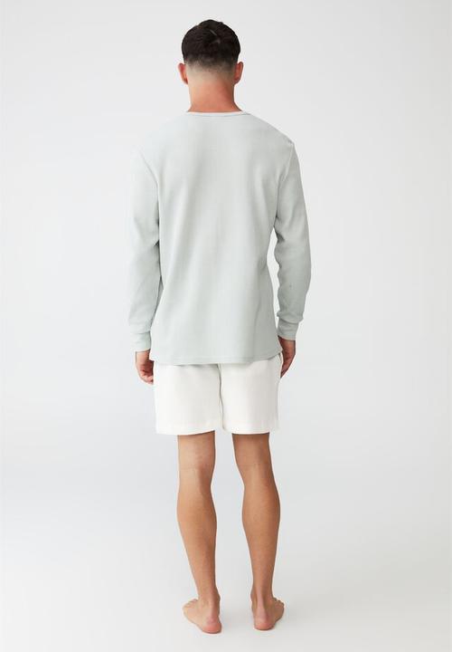Cotton On - Textured long sleeve T-shirt - ice mint waffle