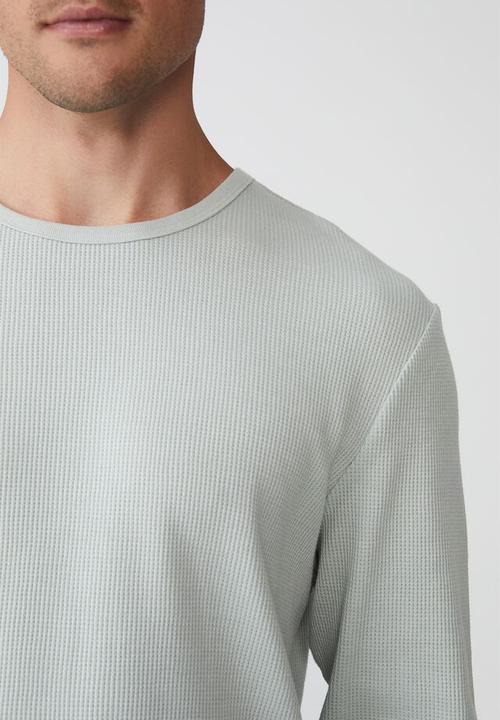 Cotton On - Textured long sleeve T-shirt - ice mint waffle