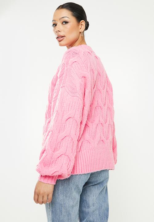 Missguided - Fluffy wishbone crew neck jumper  - pink