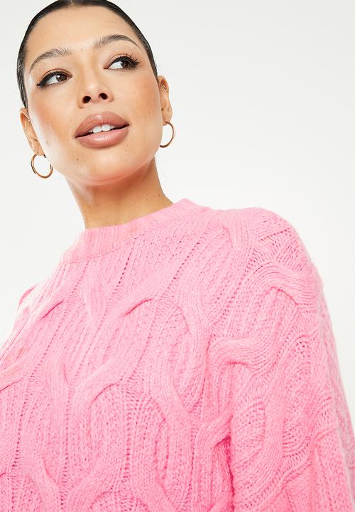 Missguided - Fluffy wishbone crew neck jumper  - pink