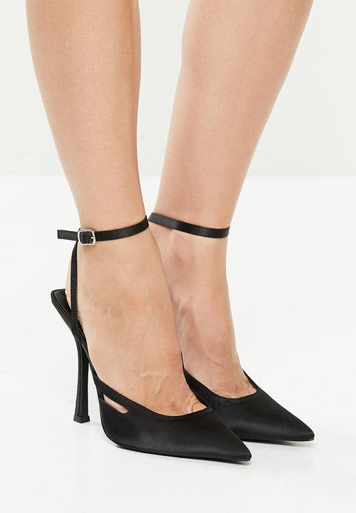 Public Desire - Adapt anklet pointed heel - black satin