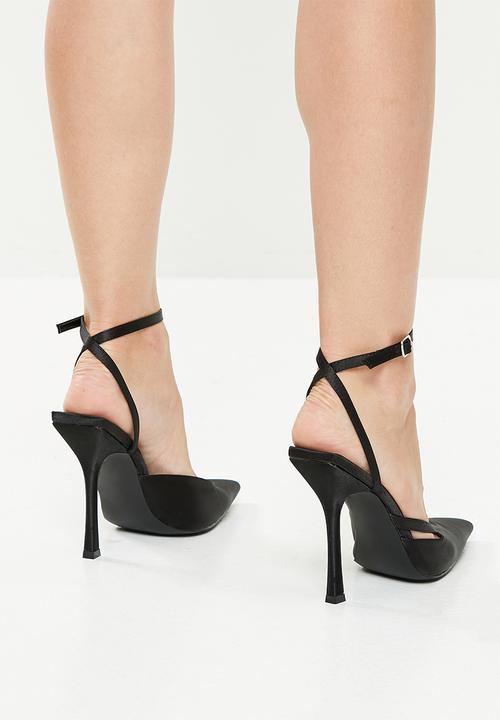 Public Desire - Adapt anklet pointed heel - black satin