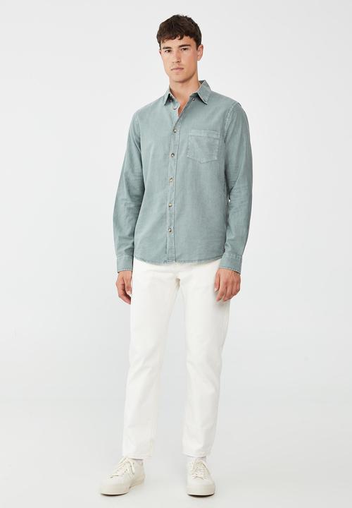 Cotton On - Mayfair long sleeve shirt - vintage washed teal
