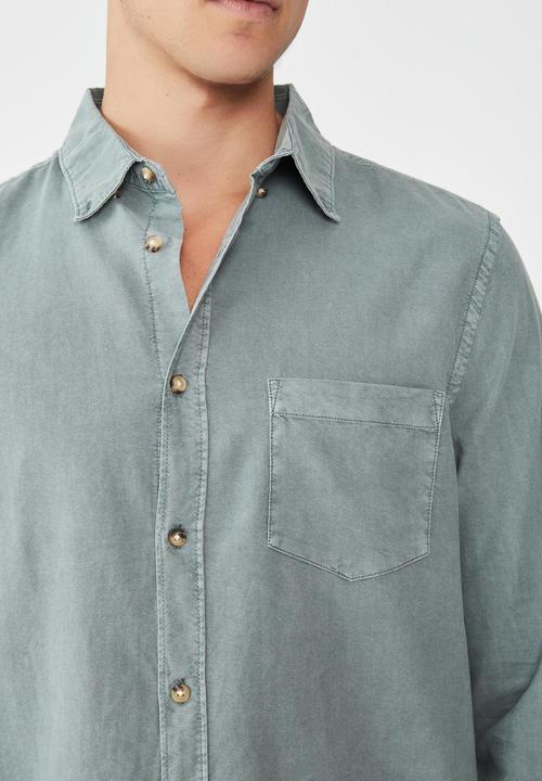 Cotton On - Mayfair long sleeve shirt - vintage washed teal