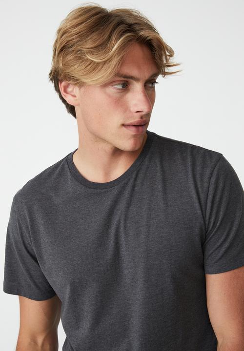Cotton On - Organic crew T-shirt - charcoal marle