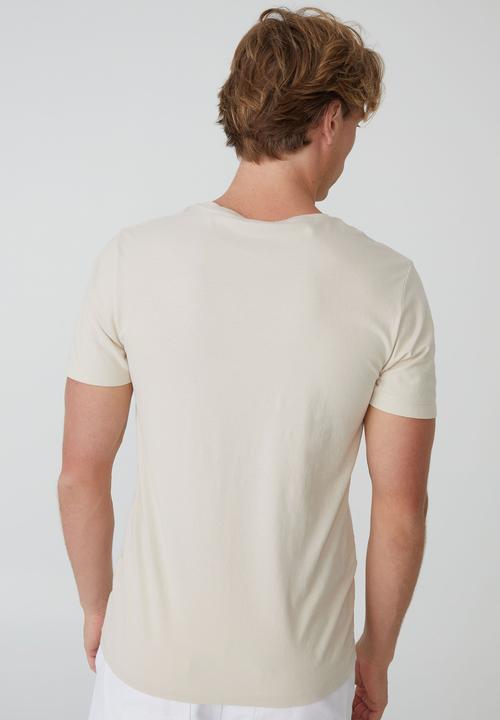 Cotton On - Organic v-neck T-shirt - bone