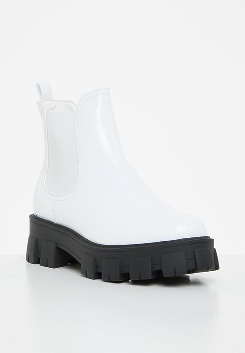 Glamorous - Track sole chunky ankle boot - white