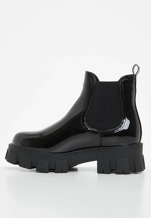 Glamorous - Wide fit track sole chunky ankle boot - black