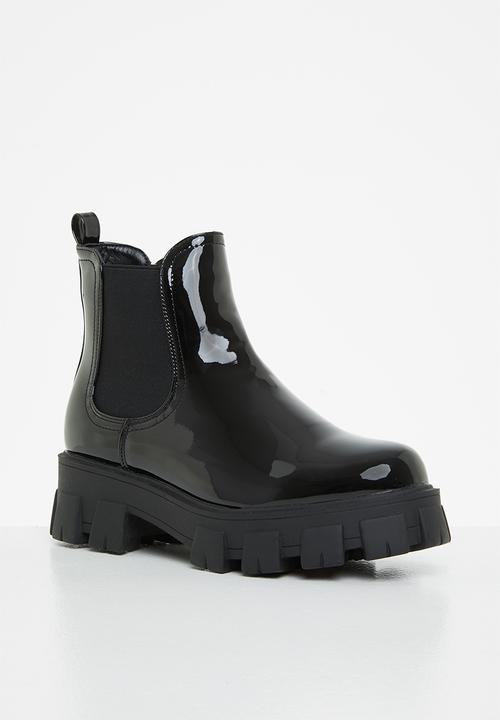 Glamorous - Wide fit track sole chunky ankle boot - black