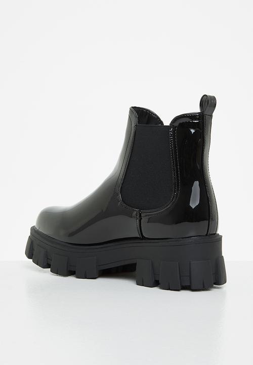 Glamorous - Wide fit track sole chunky ankle boot - black
