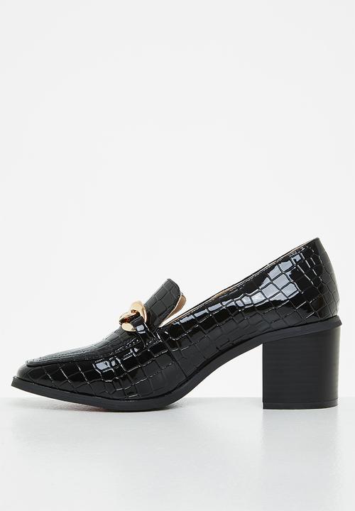 Glamorous - Chain block heel loafer - black