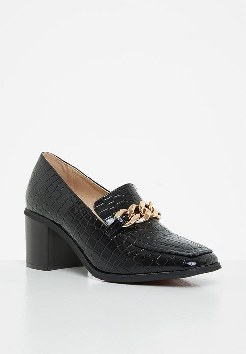 Glamorous - Chain block heel loafer - black