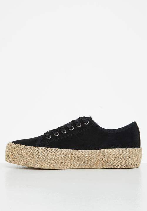 Miss Black - Quebec2 espadrille flatform sneaker - black