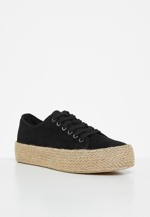 Miss Black - Quebec2 espadrille flatform sneaker - black