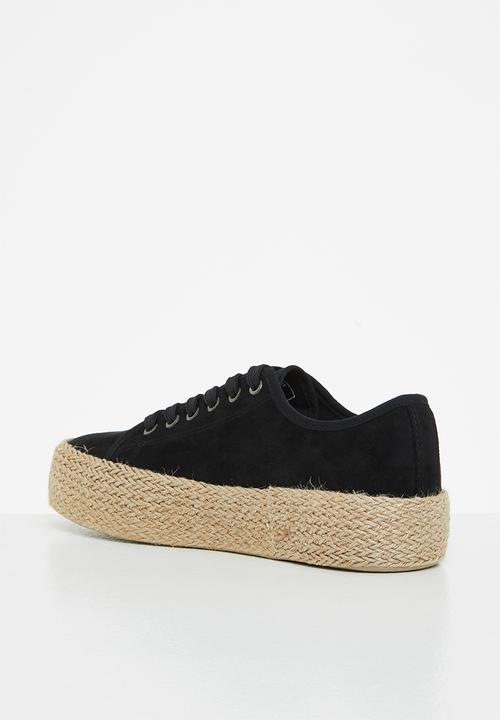 Miss Black - Quebec2 espadrille flatform sneaker - black