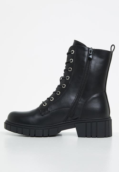 Plum - Mercy lace-up ankle boot - black
