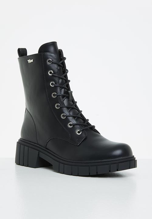 Plum - Mercy lace-up ankle boot - black