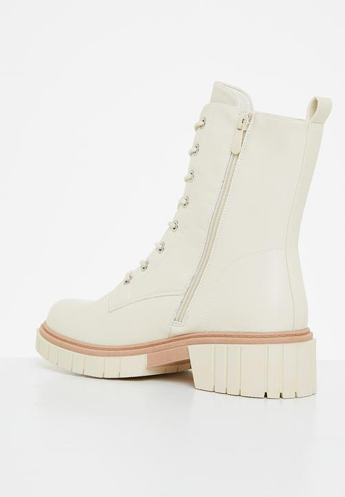 Plum - Mercy lace-up ankle boot - cream