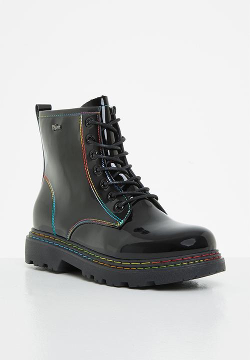 Plum - Conica lace-up boot - black