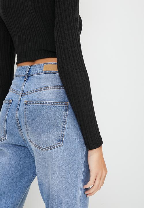 Blake - Turtleneck wrap front crop - black