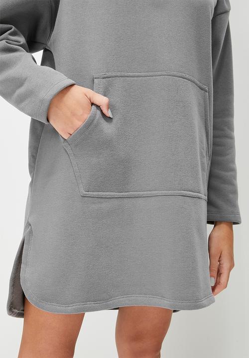 Blake - 1/4 zip hooded sweat dress - charcoal