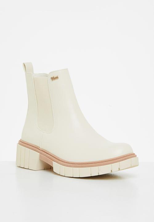 Plum - Legacy chunky chelsea boot - cream