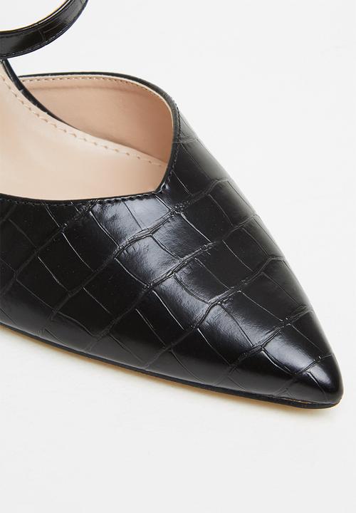 Plum - Polly pointed stiletto heel - black