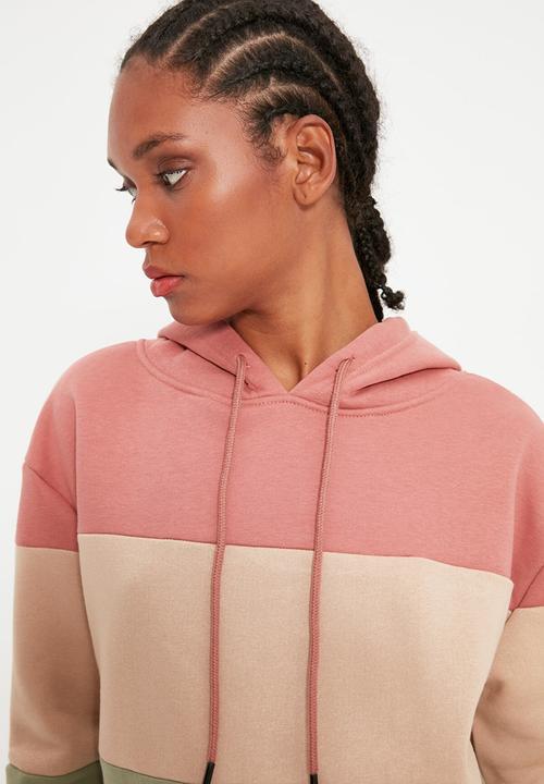 Trendyol - Color block hooded basic knit thin sweatshirt - multi
