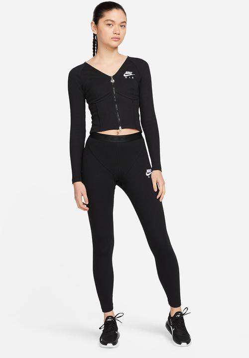 Nike - Nsw air rib long sleeve zip - black & white