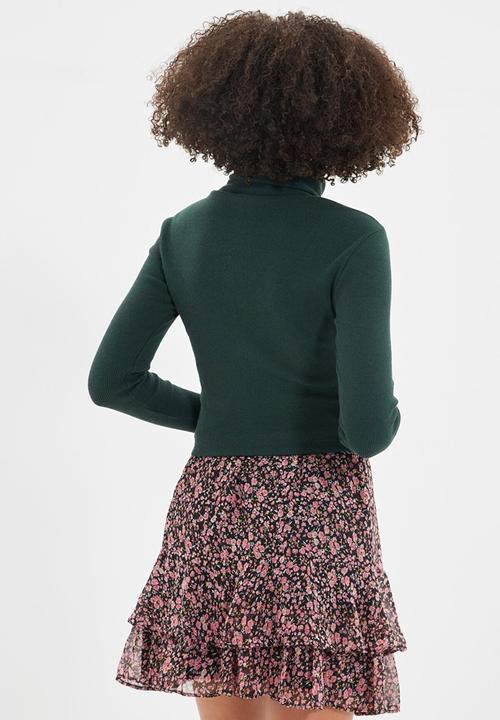 Trendyol - Turtleneck finger detail knit top - emerald 