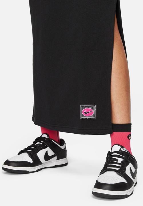 Nike - Nsw icon fleece long sleeve dress - black & white