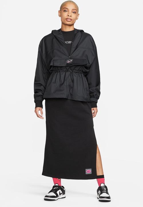 Nike - Nsw icon fleece long sleeve dress - black & white