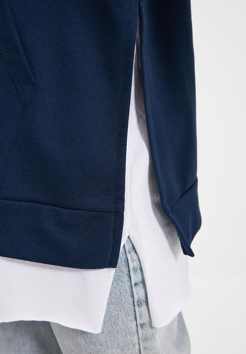 Trendyol - Hooded basic knit thin sweatshirt - blue