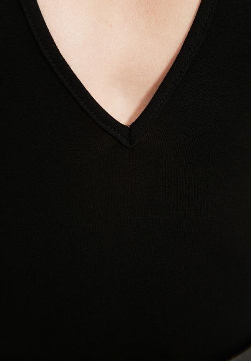 Trendyol - Deep v neck bodysuit - black
