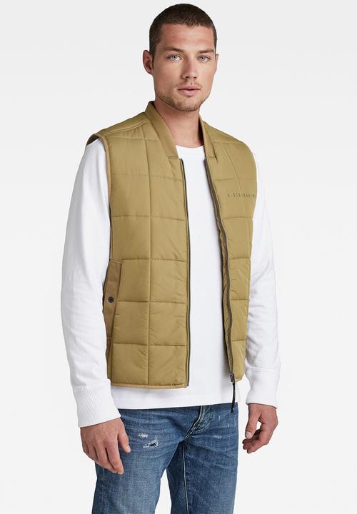 G-STAR - Meefic square quilted vest - fennel seed