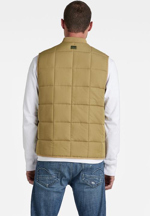 G-STAR - Meefic square quilted vest - fennel seed