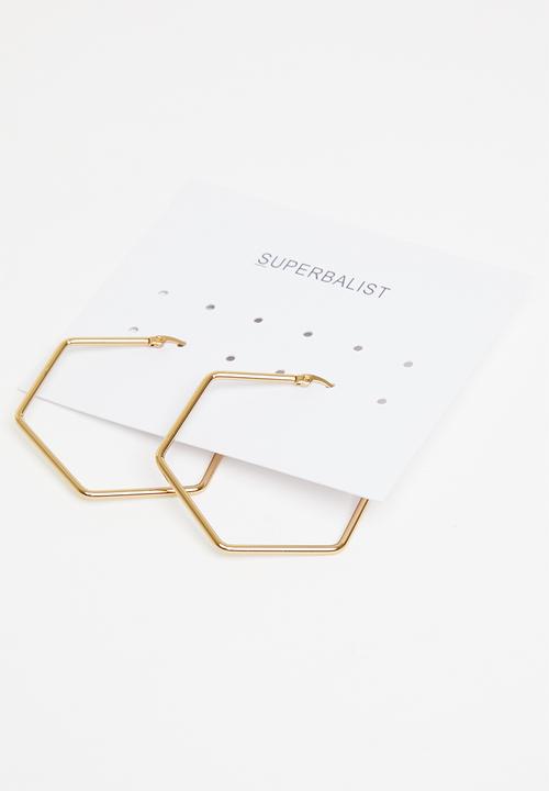 Superbalist - Hexagon hoop earrings - gold