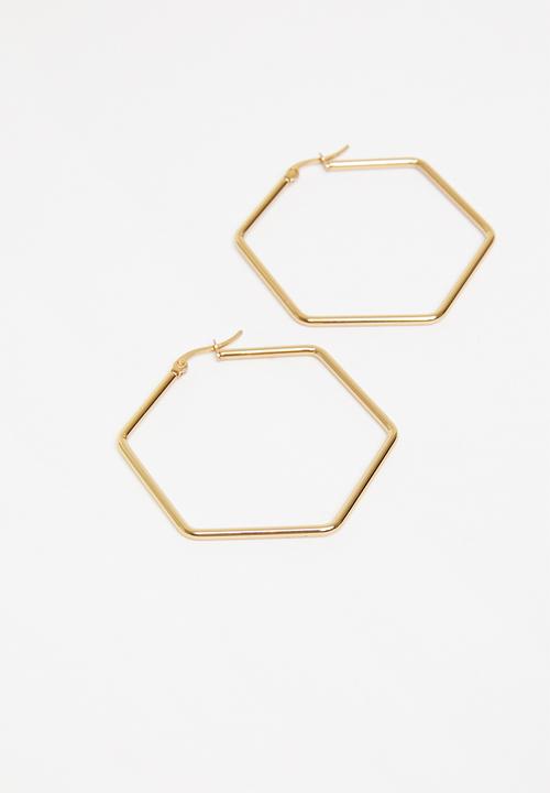 Superbalist - Hexagon hoop earrings - gold