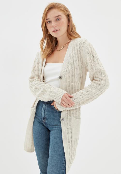 Trendyol - Pocket detailed cardigan - stone