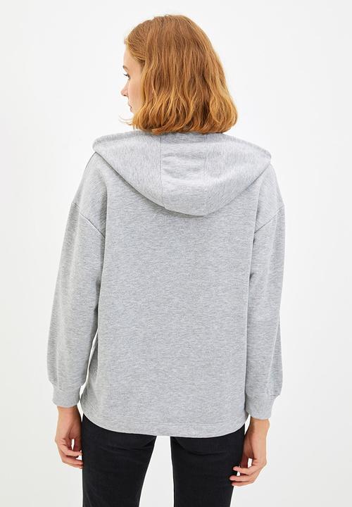 Trendyol - Hooded loose knit thin sweatshirt - grey