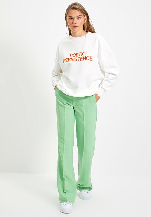 Trendyol - Printed basic knit thin sweatshirt - ecru
