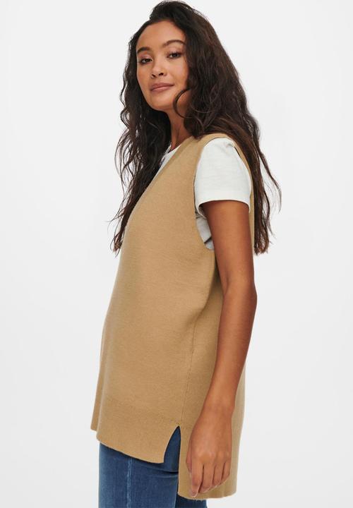 ONLY - Dallas v-neck vest - burro